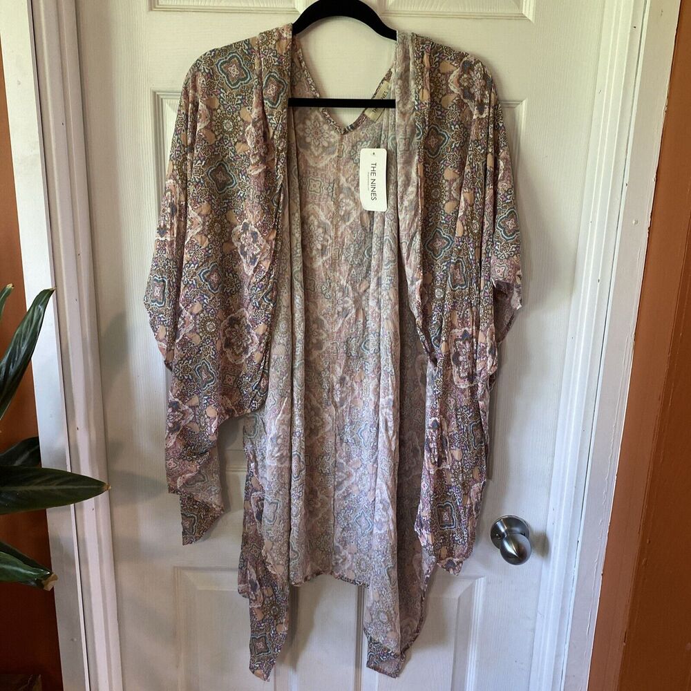 The Nines Women’s Beach Cover Up One Size Floral Sheer Bohemian Peasant